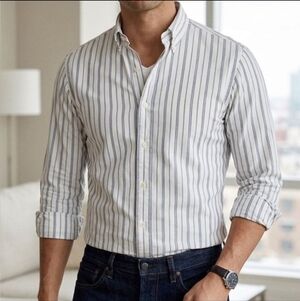 Polo Ralph Lauren White and Blue Striped Shirt. Size 12